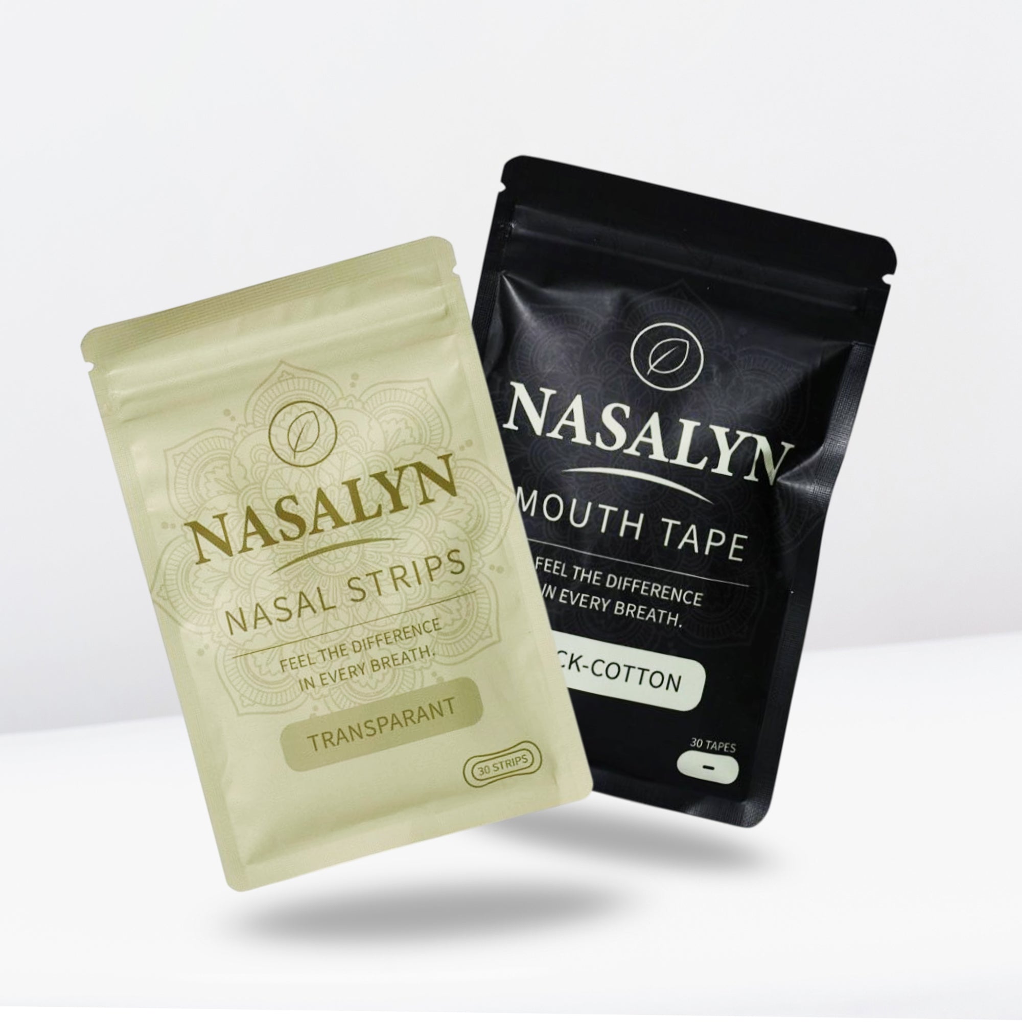 Transparante neusstrips + Zwarte katoenen mondtapes - 60 stuks